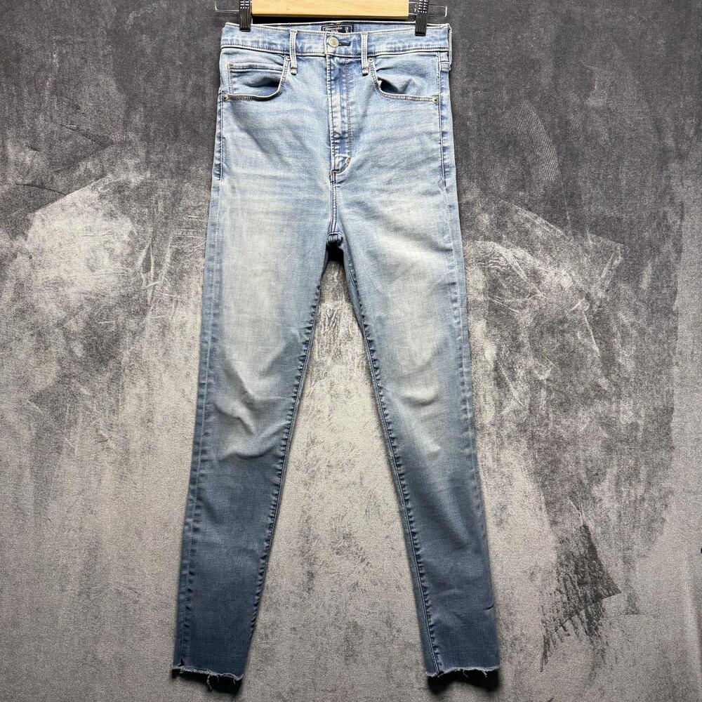 Abercrombie & Fitch Jeans Womens 6R Blue High Rise Skinny Light Denim Raw Hem